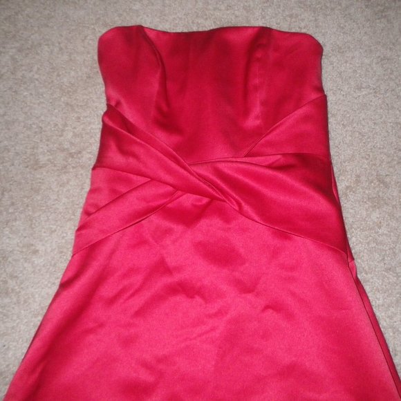Bari Jay red strapless formal gown, Vtg 90s/y2k?, Sz 6 fits like 0 - Picture 4 of 9